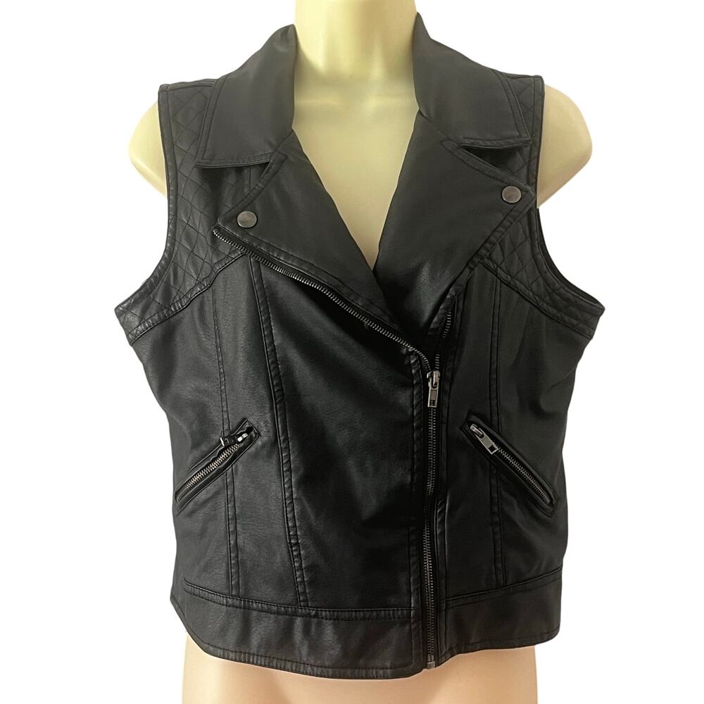 New Look Faux Leather Moto Vest Size M